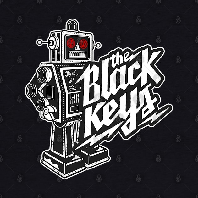 The Black Keys Retro Rockin' Red-Eyed Robot Tee (Double-Sided) by Recondo76